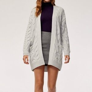 Wilfred Light Gray Cable Knit Cardigan